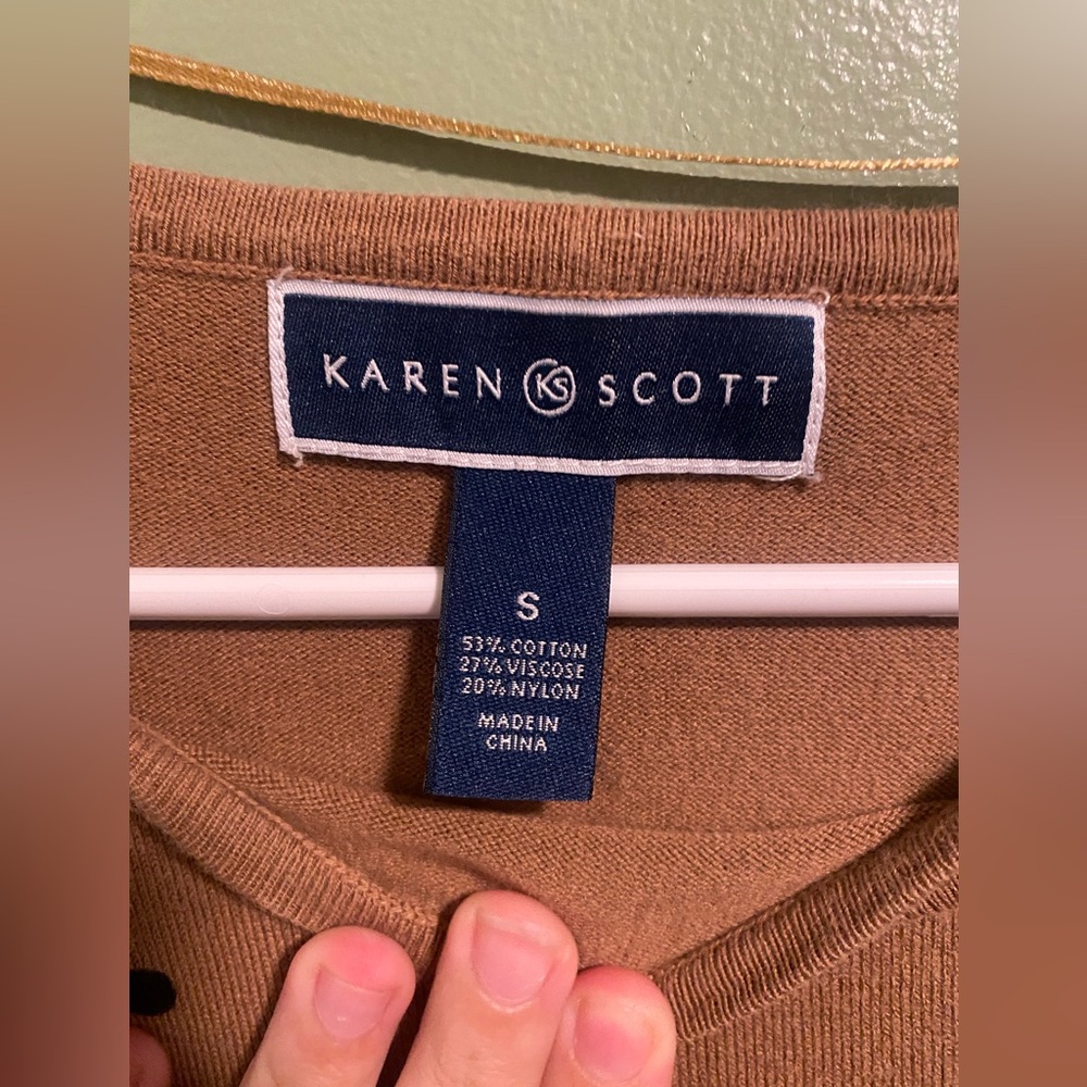 Karen Scott Brown Polka Dot Blouse - Picture 2 of 3